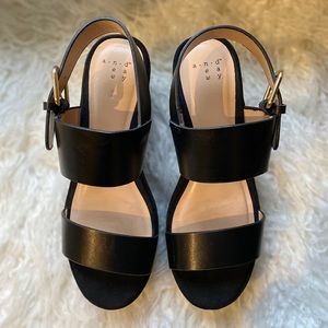 ONLY WORN ONCE adorable black platform sandals